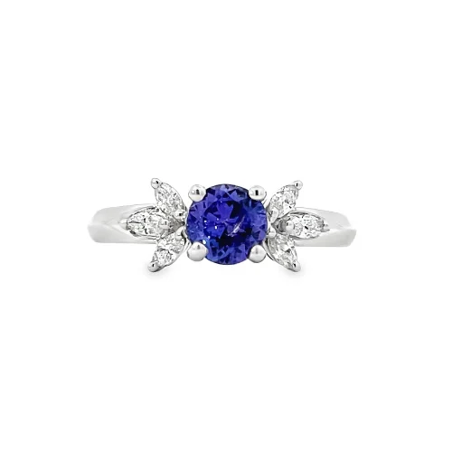 Tanzanite and Marquise Diamond Ring