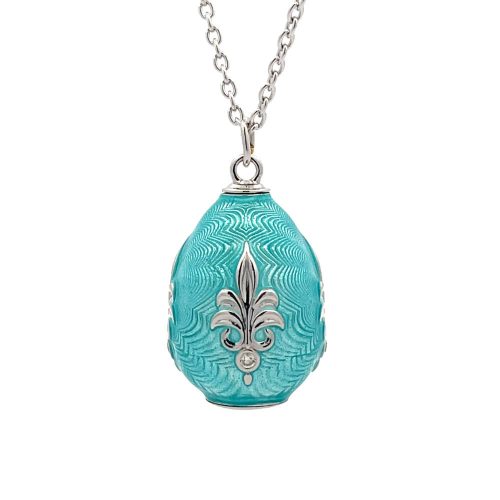 Teal Enamel Egg with Fleur-de-lis Detail