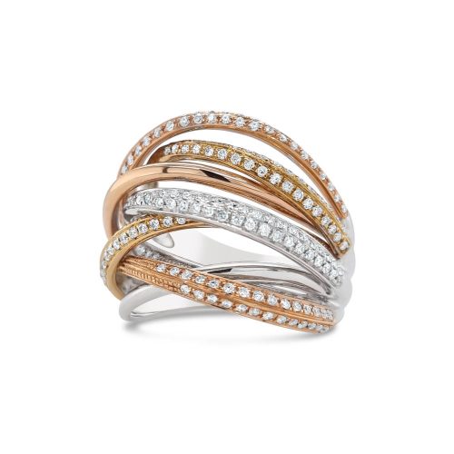 Tri-Coloured Diamond Pave Ring