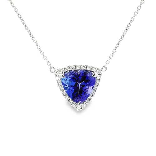 Trilliant Tanzanite and Diamond Pendant