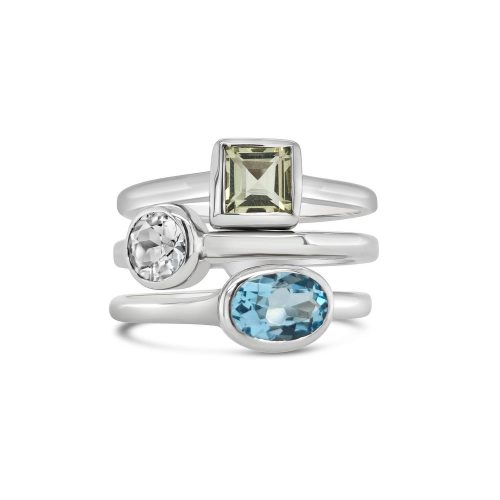 Triple Stone Silver Ring