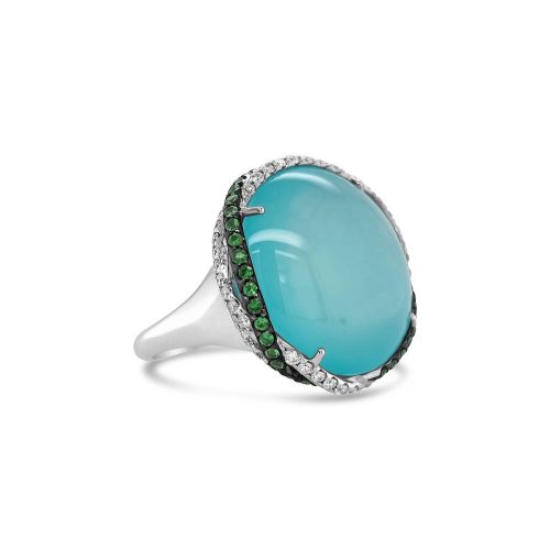 White Gold Chalcedony Set Ring