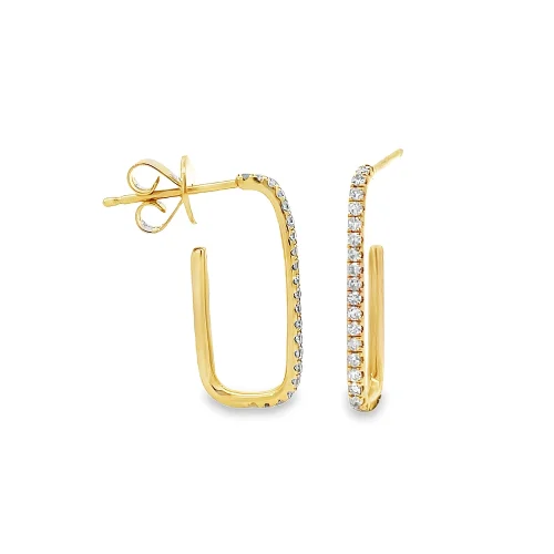 Yellow Gold Diamond Set Paperclip Earrings