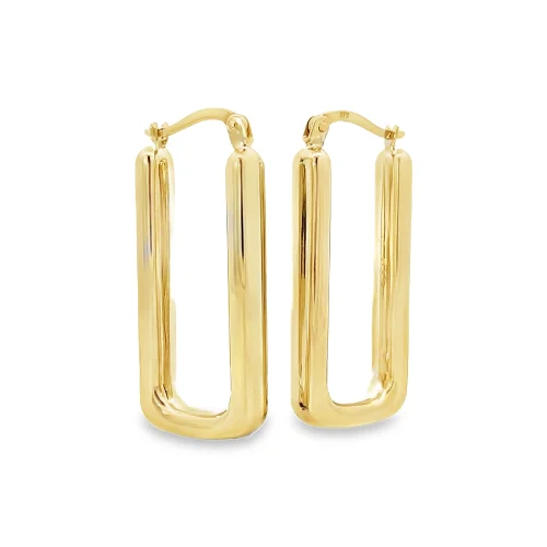 Yellow Gold Rectangular Hoop