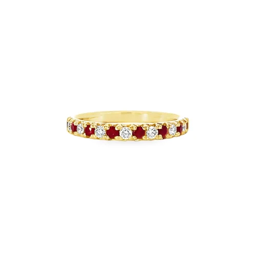 Yellow Gold Ruby and Diamond Band