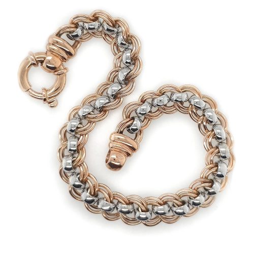 Handmade Rose and White Gold Bracelet