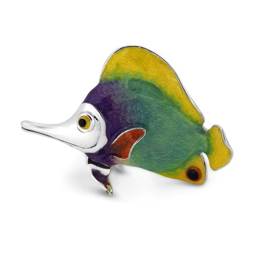 Saturno Sterling Silver Enamel Long Bill Fish