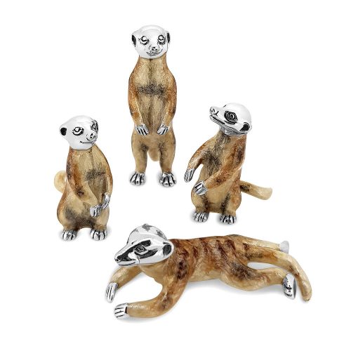Saturno Sterling Silver Enamel Meerkats