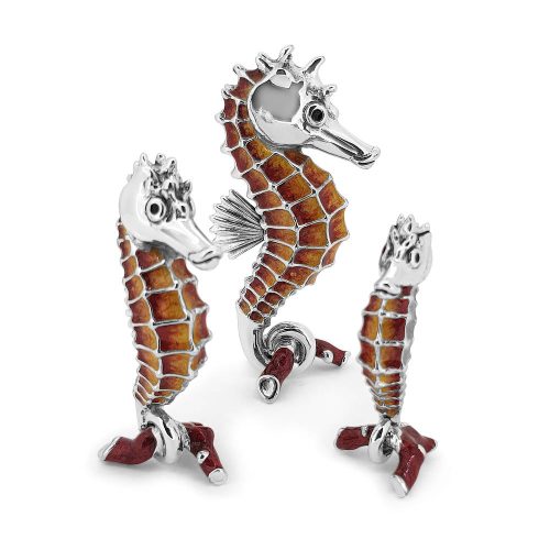 Saturno Sterling Silver Enamel Seahorses